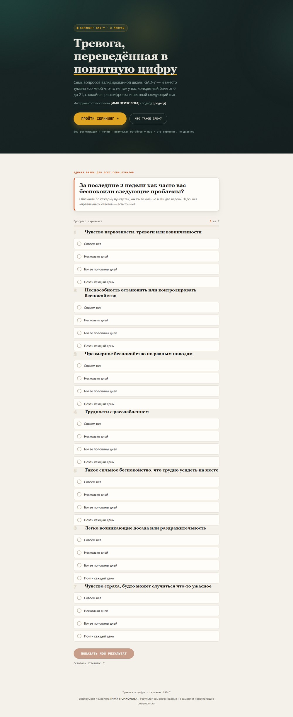 Диагностика для ниши психологии